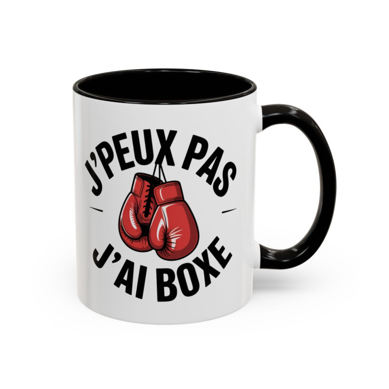 Mug J’peux Pas J’ai Boxe – Tasse Boxeur Gants Rouges – Cadeau Sport Humour – 325 ml