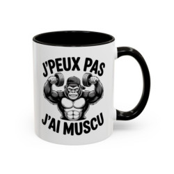 Mug Musculation Humour – J’Peux Pas J’Ai Muscu – Gorille Bodybuilder – Tasse Fitness Cadeau Sport
