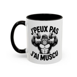 Mug Musculation Humour – J’Peux Pas J’Ai Muscu – Gorille Bodybuilder – Tasse Fitness Cadeau Sport