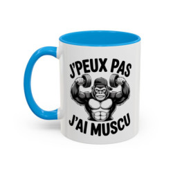 Mug Musculation Humour – J’Peux Pas J’Ai Muscu – Gorille Bodybuilder – Tasse Fitness Cadeau Sport