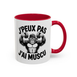 Mug Musculation Humour – J’Peux Pas J’Ai Muscu – Gorille Bodybuilder – Tasse Fitness Cadeau Sport
