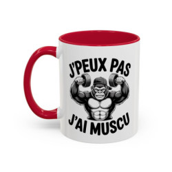 Mug Musculation Humour – J’Peux Pas J’Ai Muscu – Gorille Bodybuilder – Tasse Fitness Cadeau Sport
