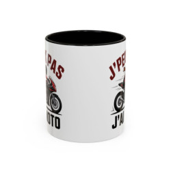 Mug Motard J’Peux Pas J’ai Moto – Tasse Humour Biker – Cadeau Passion Moto Homme Femme – Noir et Rouge – 325ml