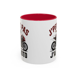 Mug Motard J’Peux Pas J’ai Moto – Tasse Humour Biker – Cadeau Passion Moto Homme Femme – Noir et Rouge – 325ml