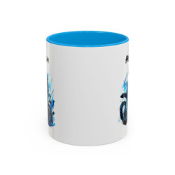 Mug Motocross Personnalisé – Tasse Pilote Moto Cross – Cadeau Motard Tout-Terrain – Noir Bleu Rouge – 325 ml