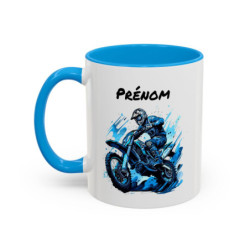Mug Motocross Personnalisé – Tasse Pilote Moto Cross – Cadeau Motard Tout-Terrain – Noir Bleu Rouge – 325 ml