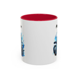 Mug Motocross Personnalisé – Tasse Pilote Moto Cross – Cadeau Motard Tout-Terrain – Noir Bleu Rouge – 325 ml