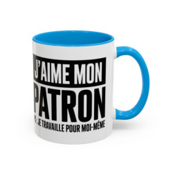 Mug J’aime mon patron je travaille pour moi-même – Tasse Céramique Humour Entrepreneur – Cadeau Auto-Entrepreneur