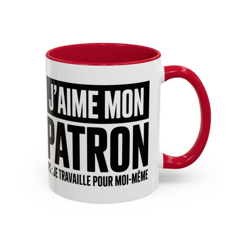 Mug J’aime mon patron je travaille pour moi-même – Tasse Céramique Humour Entrepreneur – Cadeau Auto-Entrepreneur