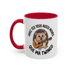 Tasse Hérisson Musicien 325ml – Mug Humour Français Twingo JuL – Cadeau Original Amis Collègues Céramique Noir Bleu Rouge