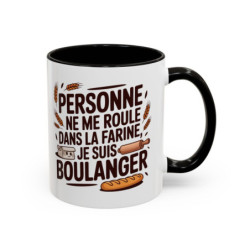 Mug Boulanger Humour Personne ne me roule dans la farine – Tasse Céramique Métier Boulanger – Cadeau Original Artisan