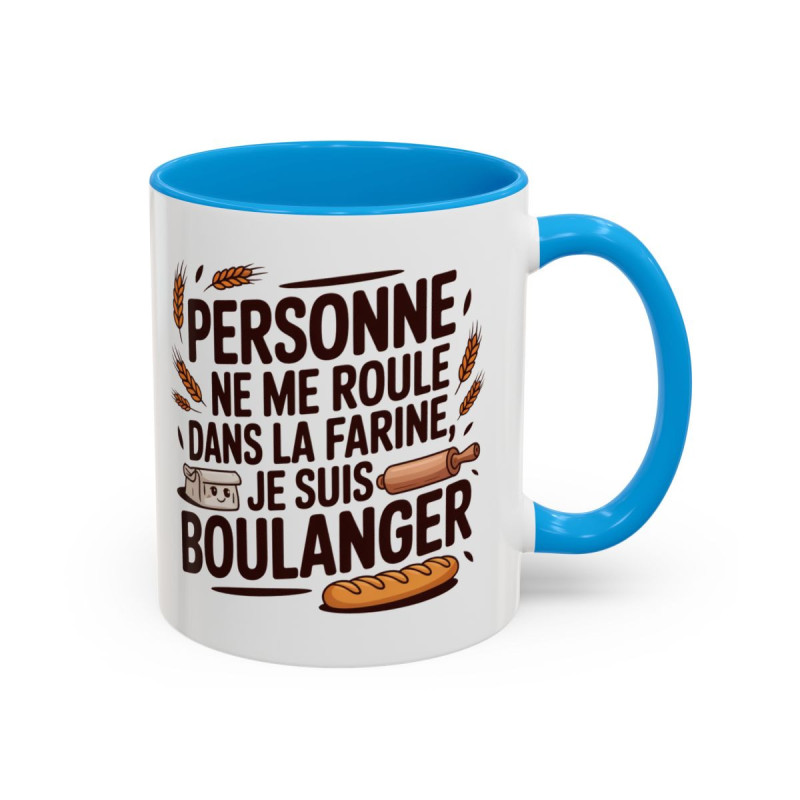 Mug Boulanger Humour Personne ne me roule dans la farine – Tasse Céramique Métier Boulanger – Cadeau Original Artisan