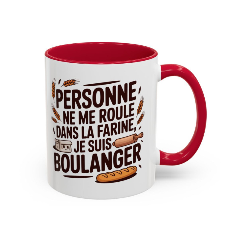 Mug Boulanger Humour Personne ne me roule dans la farine – Tasse Céramique Métier Boulanger – Cadeau Original Artisan