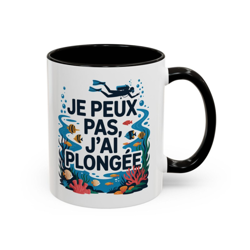 Mug Je peux pas j’ai plongée – Tasse Céramique Plongée Sous-Marine – Cadeau Plongeur & Passion Océan