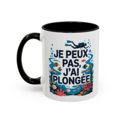 Mug Je peux pas j’ai plongée – Tasse Céramique Plongée Sous-Marine – Cadeau Plongeur & Passion Océan