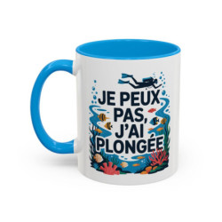Mug Je peux pas j’ai plongée – Tasse Céramique Plongée Sous-Marine – Cadeau Plongeur & Passion Océan