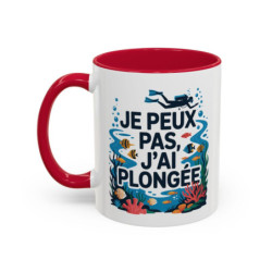 Mug Je peux pas j’ai plongée – Tasse Céramique Plongée Sous-Marine – Cadeau Plongeur & Passion Océan