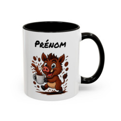 Mug Sanglier et Café – Tasse Céramique Humour Animal Personnalisable – Cadeau Original Amoureux du Café