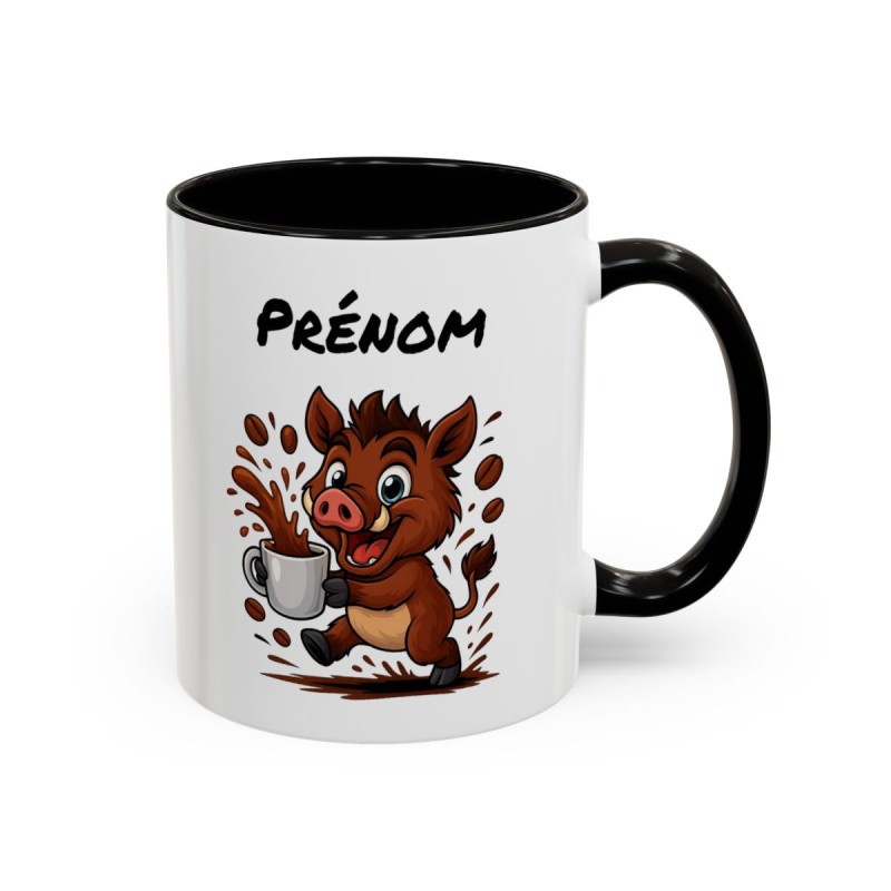 Mug Sanglier et Café – Tasse Céramique Humour Animal Personnalisable – Cadeau Original Amoureux du Café