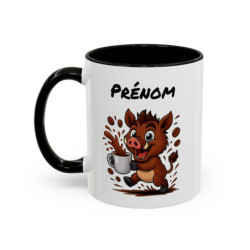 Mug Sanglier et Café – Tasse Céramique Humour Animal Personnalisable – Cadeau Original Amoureux du Café