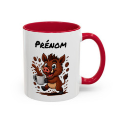 Mug Sanglier et Café – Tasse Céramique Humour Animal Personnalisable – Cadeau Original Amoureux du Café