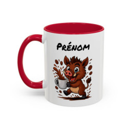 Mug Sanglier et Café – Tasse Céramique Humour Animal Personnalisable – Cadeau Original Amoureux du Café