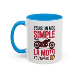 Mug J’suis un Mec Simple Moto Apéro – Tasse Céramique Humour Motard – Cadeau Biker Original