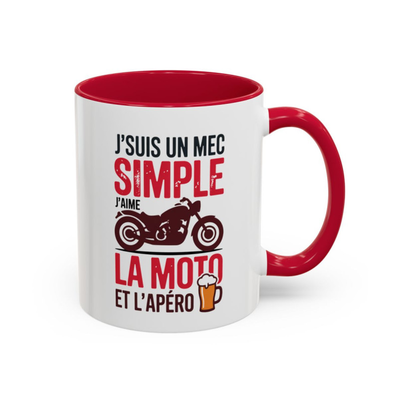 Mug J’suis un Mec Simple Moto Apéro – Tasse Céramique Humour Motard – Cadeau Biker Original