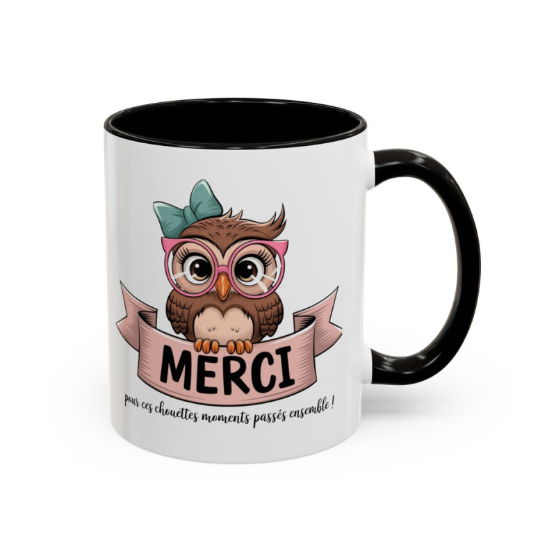 Mug Merci Chouette – Tasse Céramique Cadeau Remerciement – Idée Cadeau Originale Collègue Maîtresse Amie