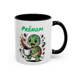 Mug Prénom Personnalisable Tortue – Tasse Céramique Mignonne Amoureux du Café – Cadeau Original Enfant Collègue Famille
