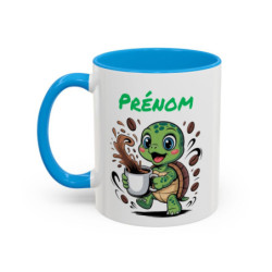 Mug Prénom Personnalisable Tortue – Tasse Céramique Mignonne Amoureux du Café – Cadeau Original Enfant Collègue Famille