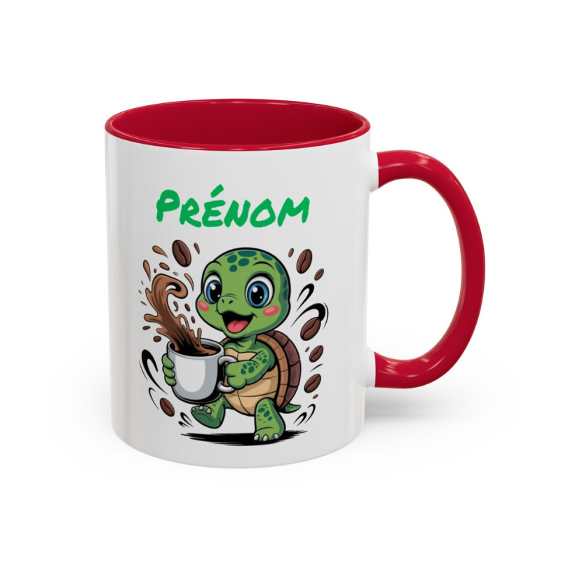 Mug Prénom Personnalisable Tortue – Tasse Céramique Mignonne Amoureux du Café – Cadeau Original Enfant Collègue Famille