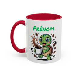Mug Prénom Personnalisable Tortue – Tasse Céramique Mignonne Amoureux du Café – Cadeau Original Enfant Collègue Famille