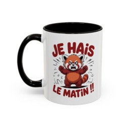Mug Je hais le matin – Tasse Céramique Panda Roux Humoristique – Cadeau Réveil Difficile Bureau Collègue