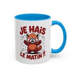 Mug Je hais le matin – Tasse Céramique Panda Roux Humoristique – Cadeau Réveil Difficile Bureau Collègue