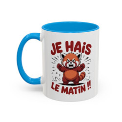 Mug Je hais le matin – Tasse Céramique Panda Roux Humoristique – Cadeau Réveil Difficile Bureau Collègue