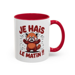 Mug Je hais le matin – Tasse Céramique Panda Roux Humoristique – Cadeau Réveil Difficile Bureau Collègue