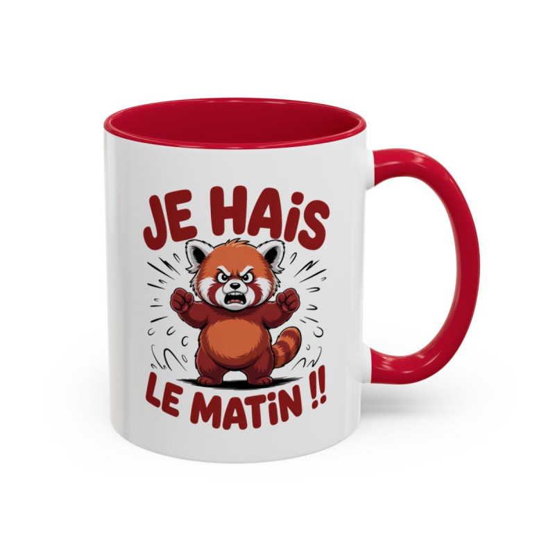 Mug Je hais le matin – Tasse Céramique Panda Roux Humoristique – Cadeau Réveil Difficile Bureau Collègue