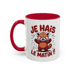 Mug Je hais le matin – Tasse Céramique Panda Roux Humoristique – Cadeau Réveil Difficile Bureau Collègue