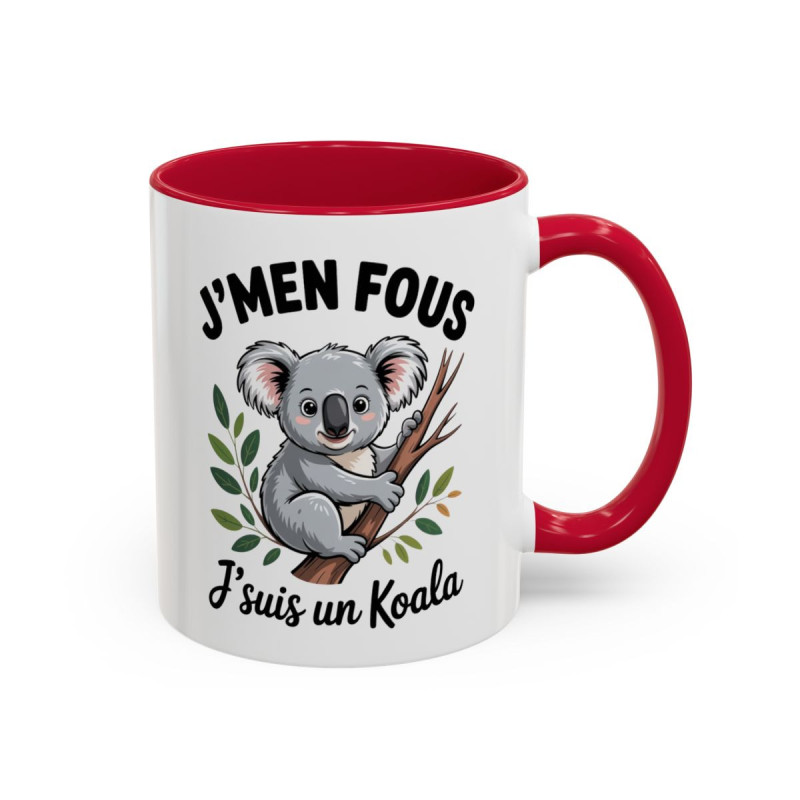Mug J’men fous j’suis un koala – Tasse Céramique Humour Animal Cool – Cadeau Zen Détente Original