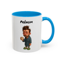 Mug Personnalisé Prénom – Tasse Homme Fatigué avec Café – Cadeau Humour Matin