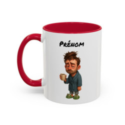 Mug Personnalisé Prénom – Tasse Homme Fatigué avec Café – Cadeau Humour Matin
