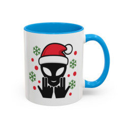 Teecustom Mug Alien Signe JUL Noël OVNI Style Rap Français Cadeau Original et Fun Noir Bleu Rouge