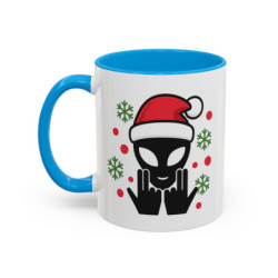 Teecustom Mug Alien Signe JUL Noël OVNI Style Rap Français Cadeau Original et Fun Noir Bleu Rouge