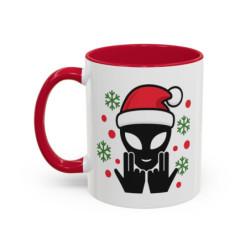 Teecustom Mug Alien Signe JUL Noël OVNI Style Rap Français Cadeau Original et Fun Noir Bleu Rouge