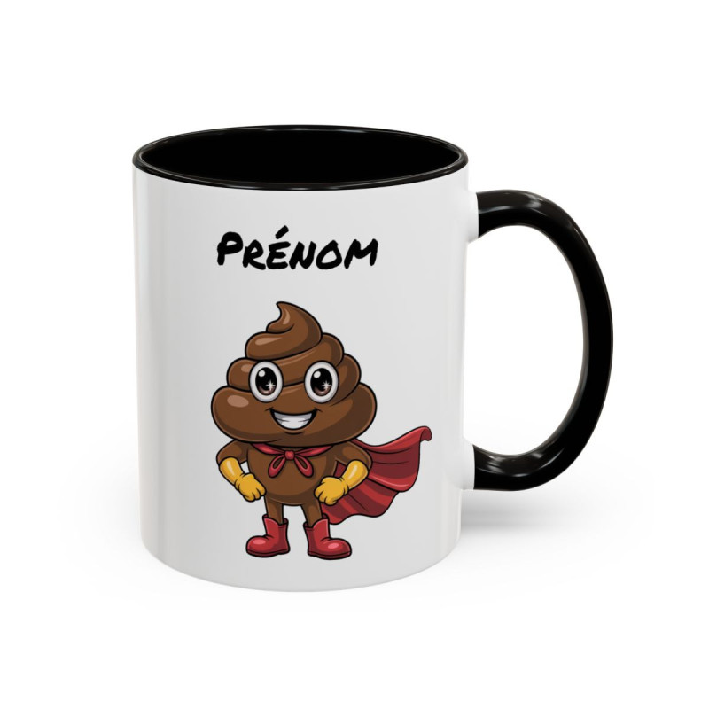 Mug Personnalisé Prénom – Super Héros Caca Fun – Tasse Humour Originale – Cadeau Drôle