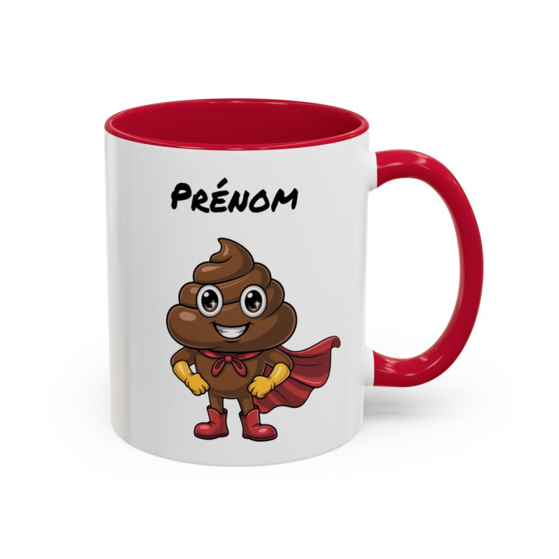 Mug Personnalisé Prénom – Super Héros Caca Fun – Tasse Humour Originale – Cadeau Drôle