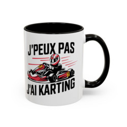 Mug J’peux pas j’ai Karting – Tasse Céramique Humour Pilote Kart – Cadeau Passion Sport Automobile