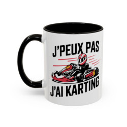 Mug J’peux pas j’ai Karting – Tasse Céramique Humour Pilote Kart – Cadeau Passion Sport Automobile