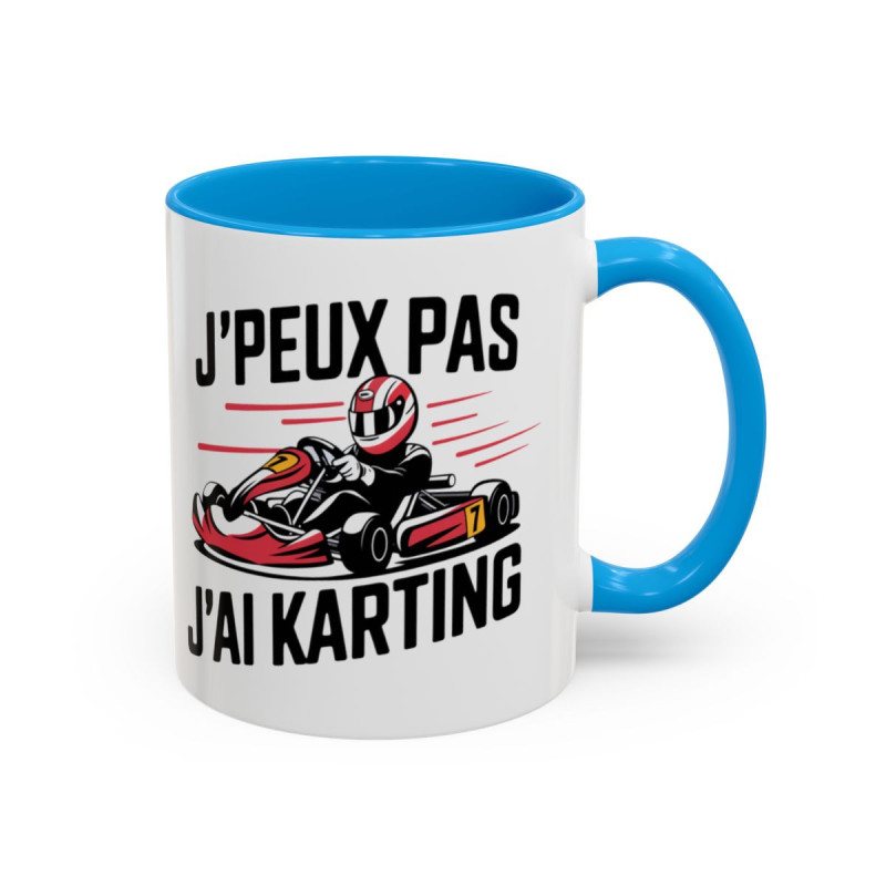 Mug J’peux pas j’ai Karting – Tasse Céramique Humour Pilote Kart – Cadeau Passion Sport Automobile